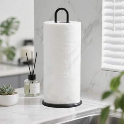 Suporte de papel toalha de metal 1/2 peças, adequado para bancada de cozinha, bar e mesa de jantar, serve para rolos padrão e grandes