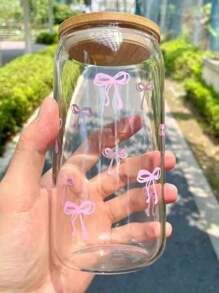 1 taza de café transparente con grabados de mariposas florales, tapa de bambú y pajita, taza portátil para bebidas y jugos para viajes al aire libre, apta para verano e invierno, regalo de cumpleaños, vacaciones y Navidad