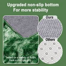 Tie-Dye Dark Green, Shaggy Area Rugs For Living Room, Ultra Soft Fluffy Big Carpets For Bedroom, Modern Throw Rug For Spring Decor Aesthetic, Upgrade Non-Slip Backing, Ideal Gift For Housewarming, Easter, Dry Clean Only, With 4 Carpet Stickers - 紮染深綠 - 查看 6