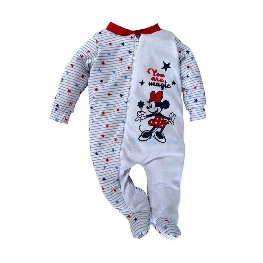 Walt Disney Mameluco ligero para Bebe manga larga sublimado rayas - Blanco - Ver 1