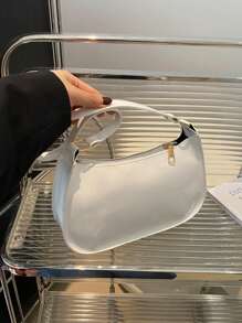 Bolso de hombro con cierre de cremallera de unicolor y estilo minimalista, bolso de medialuna elegante y sencillo, bolso de hombro con cremallera, bolso de unicolor de piel sintética, bolso burdeos, regalo ideal para Año Nuevo, bolso burdeos de moda