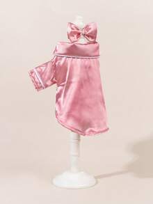 1 套缎面睡衣和家居服，彼得潘领宠物连衣裙，蕾丝彼得潘领保暖厚羊毛宠物连衣裙，适合狗和猫，秋冬季 - 彩色 - 查看 3