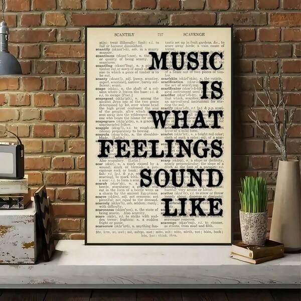 1 قطعة لوحة مطبوعة على قماش "الموسيقى هي صوت المشاعر"، ديكور جداري حديث، لوحة مناسبة للمقهى والمنزل وغرفة النوم وغرفة المعيشة والمكتب وديكور المنزل والغرف والجدران، هدية مثالية للأصدقاء - إطار اختياري، ديكور غرفة الموسيقى