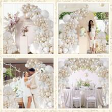 104pcs Pearl Satin White Balloon Arch Kit, Includes Pearl Satin White Transparent Balloons For Baby Shower, Wedding, Bridal Shower, Engagement, Baby Shower, Birthday Party Decoration