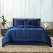 Lux Decor 5-Piece Comforter Set, Soft All-Season Bedding With Comforter, Bed Skirt, Decorative Pillow And Pillow Shams, Lightweight Breathable Hotel Style Bed Set For Bedroom, Guest Room And Home - 藏蓝色 - 查看 11