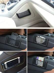 Universal And Practical Auto Organizer Seat Back Bag Back Rear Mesh Trunk Seat Elastic String Net Magic Sticker Car Universal Storage Bag Pocket Gifts For Women