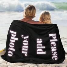 1pc Personalized Photo Blanket, An Ideal Gift For Holidays, Birthdays, And Commemorative Events - Soft And Comfortable, Suitable For Home, Travel, And Office Use All Year Round, Durable, Breathable, Lightweight, Washable, Funny, Cute, Love, Soft, Comfortable, Elegant, Simple, Custom, Personalized, Unique, Ideal Gifts For Him, Ideal Gifts For Her, Him, Her, Boyfriend, Girlfriend, Dad, Mom, Family, Friends, For Valentine's Day, For Graduation, For Father's Day, For Weddings - Multicolor - View 3