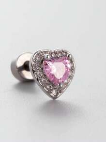 1 Stück medizinische Hypoallergene Ohrstecker mit 5 farbigen Strass-Herzen aus 316L Titan-Stahl, schweres Design mit weißem Herz, nicht verblassend, 20G 0,8mm dünner Schaft, unisex Paar Piercingschmuck