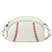 Retro And Fashionable Baseball-Style Single-Shoulder Bag With A Zipper And A-Body Strap. - White - View 9