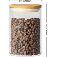 New 6 Piece Glass Storage Jars Set  Airtight Bamboo Lids And Labels, 37oz/1100ml Glass E Jars Food Storage Containers For Home ,Pantry, Tea, Sugar, Salt, Cee, Flour, Herbs, Grains - 37盎司-6包 - 查看 2