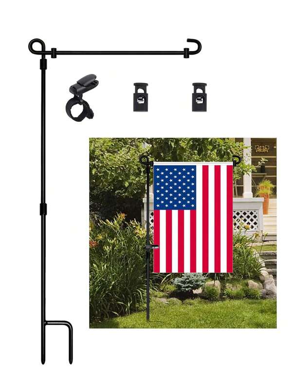 1 Stück Gartenflaggenmast, Eisenwerk gebackene Lackgartenflagge, wetterfester Metallgartenflaggenmast, Bodeneinlage amerikanische Outdoor-Gartenflagge (ohne Flagge)