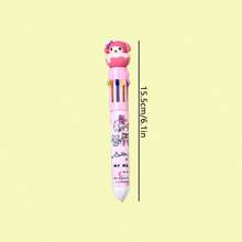 Sanrio 6pcs Sanrio 10-Color Ballpoint Pens, Multi-Color Push Button Pens, Markers, Cartoon Cute Colorful Pens, Student Writing Gel Pens, School & Office Supplies, Student Stationery Highlighters, Back To School Supplies