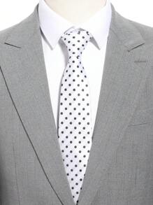 1pc Men's Casual Polka Dot Pattern Necktie, Minimalist Style Suitable For Suits, Work, Parties, Outings, And Travel