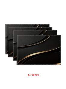 1pc/2pcs/4pcs/6pcs Golden Wavy Lines, Elegant Modern Design, Minimalist High-End Decoration Suitable For Family Gatherings, Business Banquets, Holiday Celebrations, Enhancing The Dining Atmosphere