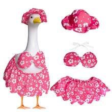 Porch Goose Summer Dress Porch Goose Costume And Red Polka Dot Lawn Goose Statue Goose Costume Garden Goose - 粉色 - 查看 7