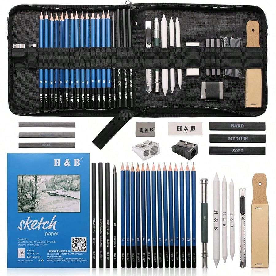 Sketching And Drawing Pencils Set-35pcs, Art Supplies Drawing Kit, Graphite Charcoal Professional Pencils Set, Kids & Adults (35PCS) - Multicolor - View 1