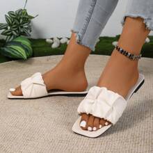 1 par de sandalias bohemias de PU con volantes/bordes con volantes para playa y vacaciones, para uso en exteriores en verano