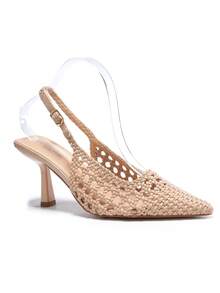 RevReaL Woven-Pattern Slingback Heels - Elegant And Lightweight Party Wedding Summer Bohemian - Beige - View 2