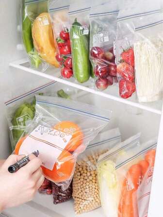 15/20/30个食品储存容器，双肋密封保鲜袋，透明塑料袋，厨房储存和分类，冰箱收纳袋，可重复使用的密封袋，食品运输和储存防水袋，旅行包装套装