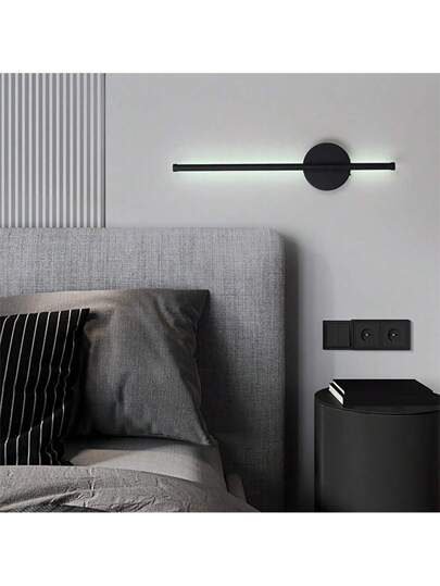 1pc Rechargeable LED Wand Lamp, Remote Control, 50cm Zwart Aluminum, Removable Wireless Bedside Light, Bedroom Living Room Restaurant Corridor Hallway Interior Fixture view 6