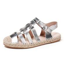 calcena Women's Closed Toe Fisherman Sandals With Woven Sole And Adjustable Straps - Silver - View 1