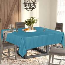 Rectangle Tablecloth 54x120 Inch Tablecloth Stain And Wrinkle Resistant Washable Polyester Table Cloth, Decorative Fabric Table Cover For Dining Table, Buffet Parties And Camping Teal - 水鴨藍 - 查看 7