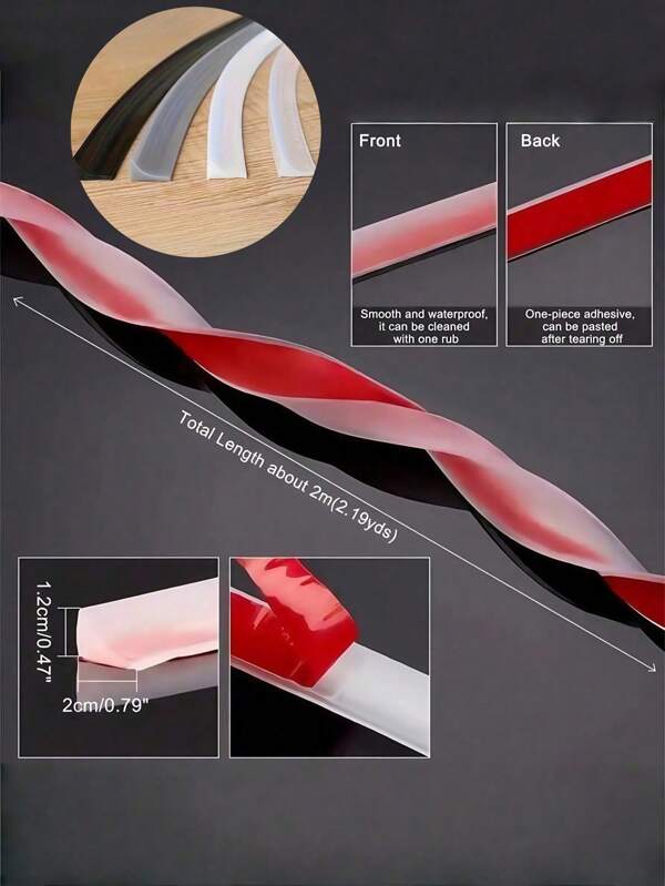 1 pieza Barrera de agua para umbral de ducha, tira flexible de retención de agua, tira selladora de silicona para separación de zonas húmedas y secas, 100cm, blanco