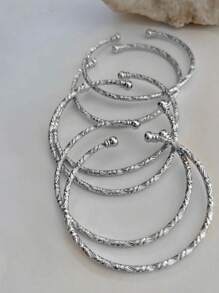 6 pièces Bracelets Épais Boho Rétro Pour Femmes Europe Amérique Afrique Bracelets Argent Or, Bracelets Empilables Boho, Bracelets Argent Or Faits Main Pour Femmes Cadeaux De Bijoux Épais Pour Fêtes Quotidiennes