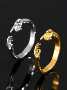 Bague unique minimaliste de la main de Dieu donnant la vie à Adam pour femmes, bijoux de mode et cadeaux, réglable