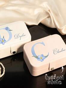 1 Peça Caixa de Joias Personalizada com Nome, Caixa de Joias Personalizada, Caixa de Joias com Zíper para Anéis e Colares, Presentes para Meninas, Amigas e Mães, Caixa de Joias Requintada, Presentes de Aniversário, Presentes do Dia dos Namorados, Presentes de Feriado, Presentes de Bênção, Presentes de Natal - Azul - Visão 6
