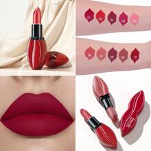 CmaaDu 1pcs Matte Lipstick, Lip Shape Design Lip Gloss, Long-Lasting, Easy To Apply, Waterproof, Sweat-Proof, Non-Stick, Suitable For Both Daily And Holiday Makeup, Perfect Gift