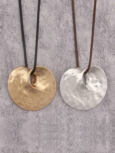 1 件金色和银色复古波浪几何吊坠项链，男女派对礼物，日常配饰