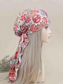 1pc Fashion Solid Color Bandana Hat, Chemo Cap, Long Tassel Hat, Pirate Cap, Beach Hat, Outdoor Sports Cap, Sleep Cap, Decorative Hat