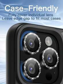 Black Camera Lens Protector Film Compatible With IPhone 17 Pro Max 16, 15, 14.13, 12, 11, Tempered Glass Metal Ring Cover, HD Clear