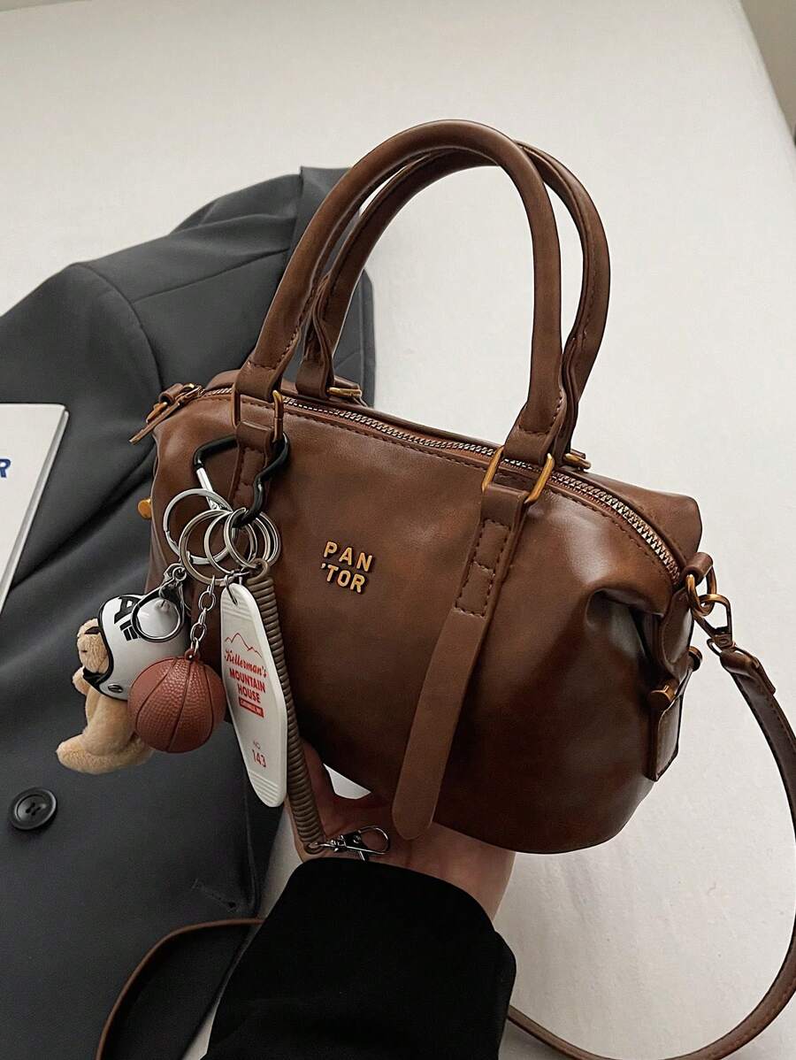 [Bolsa de Boliche Estilo Coreano] Bolsa de Boliche Estilo Coreano - Bolsa Vintage para Mulheres, Bolsa a Tiracolo Simples (Com e Sem Encantos)