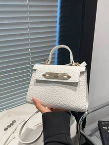 2025 New Design Crocodile Skin Pattern Small Square Handbag, Fashionable Versatile Minimalist Shoulder Bag