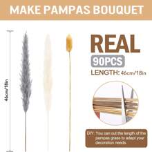 90 Pampas Grass Bouquets - Suitable For Weddings, Home Decor, Parties, Seasonal Celebrations And Vase Fillings, Percy Style Garden Decoration, Country Center Ornaments, Natural Textures - Without Containers
