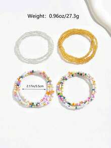 11Pcs Set Boho Style Stretch Beaded Bracelet Set For All Seasons, Ideal For Daily & Vacation Wear - BM0242-11Pcs - View 4
