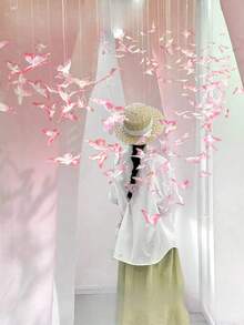 21pcs/Set DIY Butterfly Decorative Ceiling Hanging Ornaments Hanging Butterflies Ceiling Decoration For Christmas Tree Wedding Bedroom Decor, Crystal Butterfly Hanging Decorations, DIY Hanging Butterfly Flower Door Curtains, Fashion Butterfly Door Curtain Wedding Decorations Wedding, Pink/Purple Background Color, DIY Butterfly Ornaments For Room Decor Birthday Decorations Party Decorations Backdrop Wedding Decor Home Decor Christmas Decorations - Pink - View 2