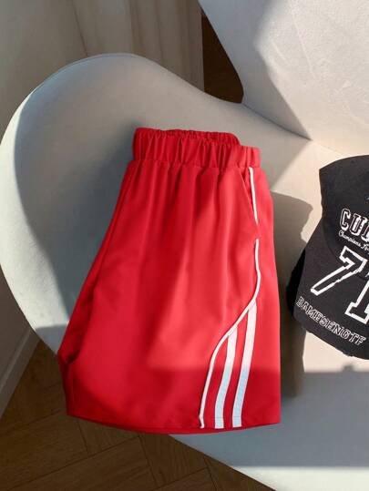1 Stück Jungen & Teenager Jungen Einfarbige Outdoor Shorts im Sportlichen Stil mit Patchwork