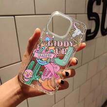 1 Piece Desert Denim Pattern Non-Slip Phone Case For IPhone Series Including IPhone 15/Plus/Pro/Pro Max, 14/Plus/Pro/Pro Max, 13/Pro/Pro Max, 12/Pro/Pro Max, 11/Pro/Pro Max - Stylish And Durable - White - View 4