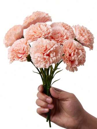 6/12pcs Artificial Carnations. Simulation Carnations. Artificial Flower Stems Silk Fake Flowers For Funeral Arrangements Wedding Bouquets Graveyard Wreaths DIY Crafts. Suitable For Outdoor Garden Decoration, Outdoor And Indoor Decoration, Vase Decoration, Fake Plants, Four Seasons Decoration, Room Decoration Supplies,
