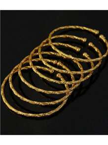 6 pièces Bracelets Épais Boho Rétro Pour Femmes Europe Amérique Afrique Bracelets Argent Or, Bracelets Empilables Boho, Bracelets Argent Or Faits Main Pour Femmes Cadeaux De Bijoux Épais Pour Fêtes Quotidiennes