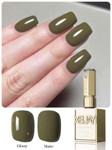 XEIJAYI 1瓶 15毫升 复古橄榄绿凝胶指甲油，UV/LED固化，持久速干美甲凝胶 - 女士美甲理想礼物 - 墨綠色 - 查看 3