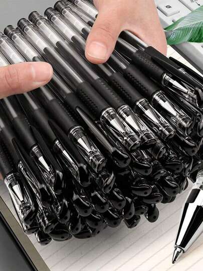 10pcs/Set 0.5mm Bullet Tip Ballpoint Pens, Black Carbon Fiber Ink, Neutral Pens For Students/Office Writing, School Supplies, Back To School Season