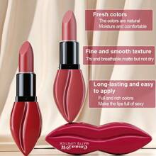 CmaaDu 1pcs Matte Lipstick, Lip Shape Design Lip Gloss, Long-Lasting, Easy To Apply, Waterproof, Sweat-Proof, Non-Stick, Suitable For Both Daily And Holiday Makeup, Perfect Gift