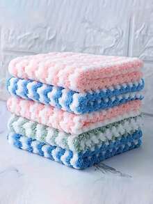 5/10 pièces Chiffons à vaisselle doux et absorbants, serviettes en microfibre en peluche de corail réutilisables et lavables en machine, pour l'évier, la salle de bain, la voiture et les fenêtres, nécessité domestique, nettoyage de cuisine, nettoyage de salle de bain, nettoyage de voiture, outil de nettoyage domestique, fournitures de nettoyage