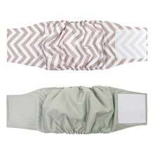 2 件公狗布尿布、可重复使用狗尿裤、可洗布宠物肚兜、小狗内衣、宠物护理尿布