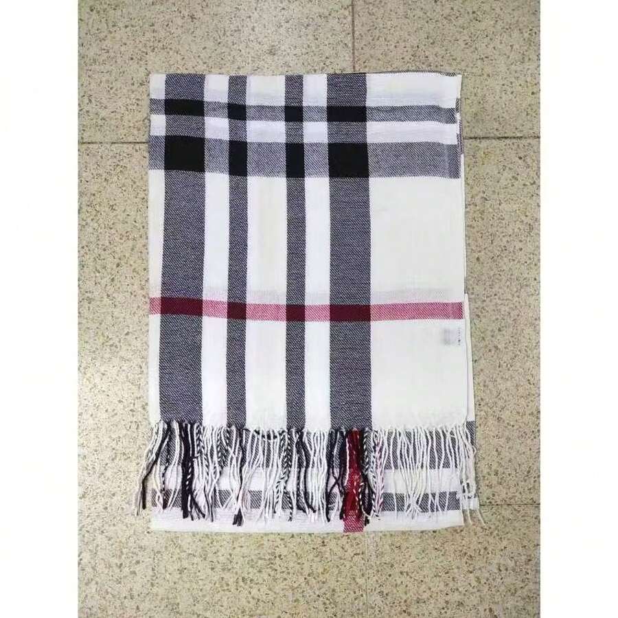 MilyModa Plain Fine Cashmere Scarf 150g With Fringes - Xadrez 150g Branco - View 1