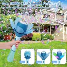 Panacare 花形泡泡棒，儿童电动泡泡机，含泡泡液/充电电池/灯，10000+泡泡户外玩具，儿童生日/派对/婚礼礼物 - 彩色 - 查看 10